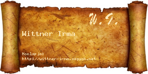 Wittner Irma névjegykártya